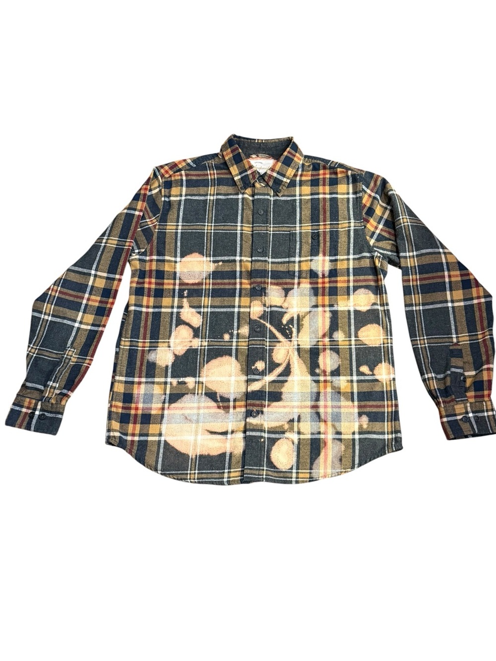 Upcycled Distressed Bleached Flannel (L)